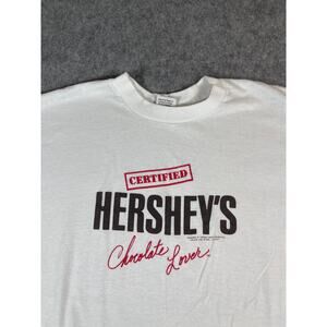 Vintage Certified Hersheys Chocolate Lover T Shirt Mens XL White Cotton Y2K